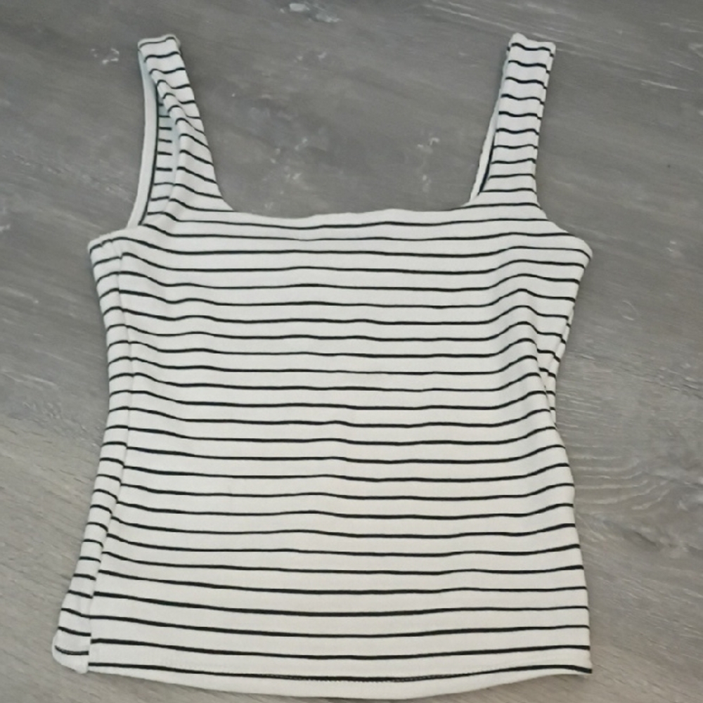 Zara Black and White Striped Tank Top